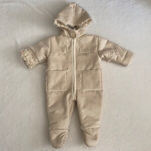 {NWT} Zucchero e Filati | Baby Bunting One Piece Hood Made in Italy Cream (6M)
